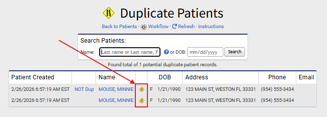 Indicator 3: Possible Duplicate Patient Notification When Adding a New ...